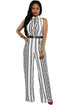 Sexy White Print Gold Belted Jumpsuit